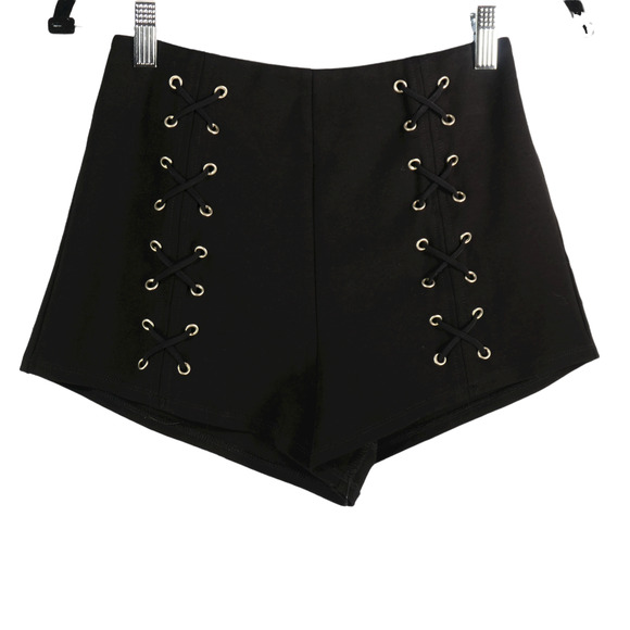 Tobi Pants - Tobi Lace Up Shorts Womens Size XS Black Hi Rise Stretch Sexy Boho